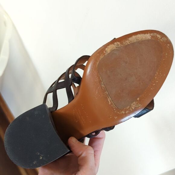 Aquatalia Black Leather Grid Slip On Heels 7.5 - Picture 7 of 8